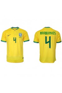 Brazilië Marquinhos #4 Voetbaltruitje Thuis tenue WK 2022 Korte Mouw